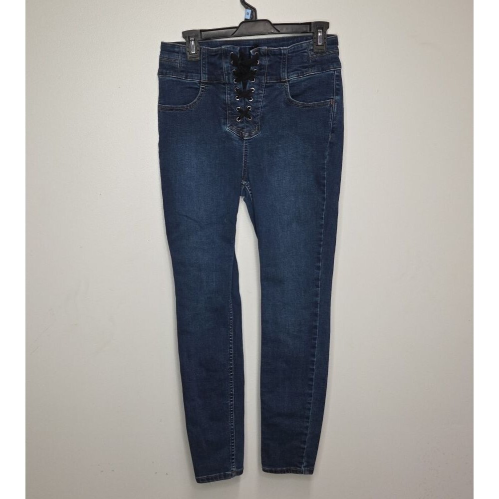 Free People We The Free Jeans Womens 29 Lace Up Skinny High Rise  Curvy